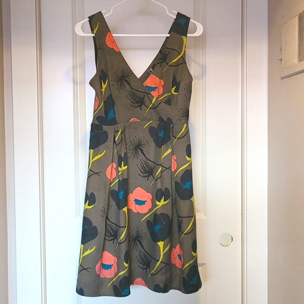 Anthropologie Sariah Lined Green Dress
